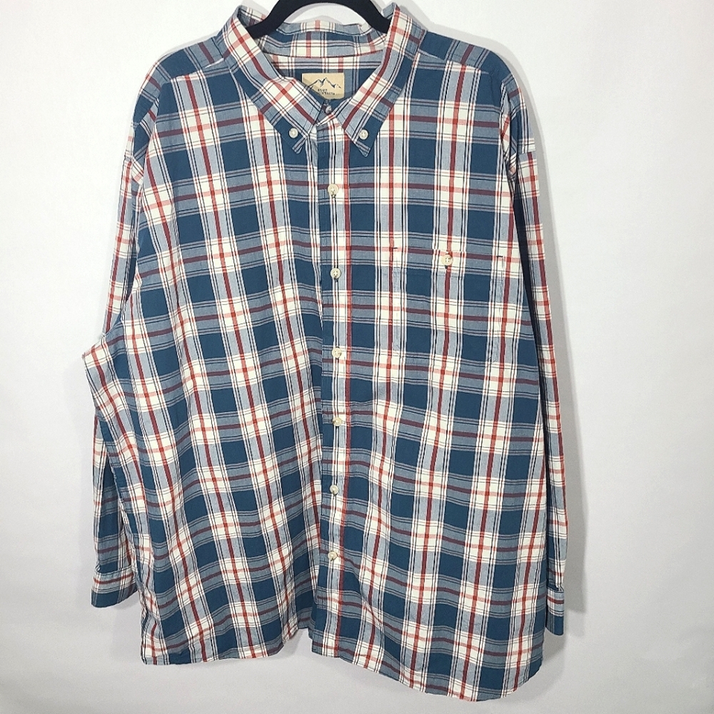 Blue Mountain Men's Size 3XL Long Sleeve Poplin Plaid Shirt‎